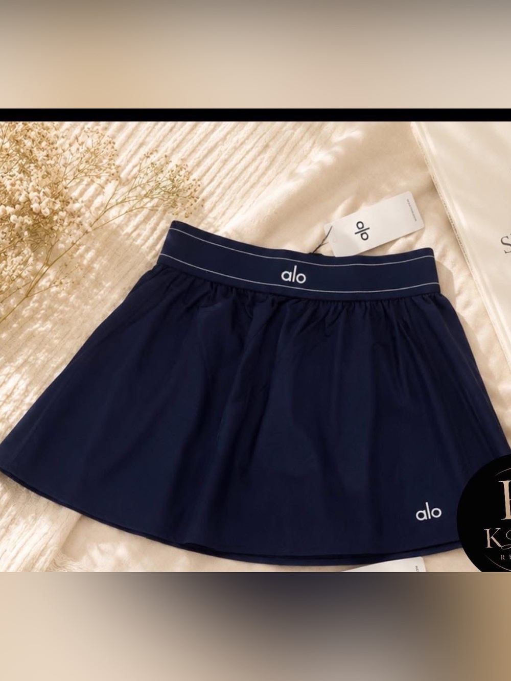 ALO Yoga Navy Athletic Skort with Logo Waistband